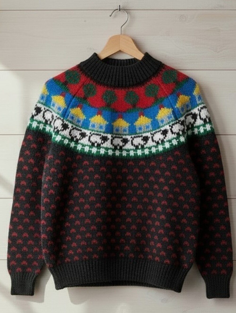 *VTG/NWT* NORTHERN ISLES Black Knit Sheep Sweater, Vintage Countryside Sweater